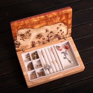 Elegant Wooden Jewelry Box – Perfect Gift for Wife | Handcrafted Organizer for Rings, Earrings & Necklaces