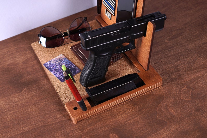 Dock station for pistol Gun nightstand army Wood gun rack Etsy