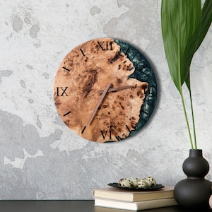 Handcrafted Epoxy Resin Wall Clock, Natural Wood Art for Modern Home, Unique Christmas Home Decor Gift, Rustic Wall Accent Clock for Gifts