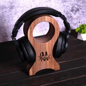 Headphone stand wood, Father&#39;s Day Gift, Headphone stand gamer, Custom headphone stand, Personalized headphone stand