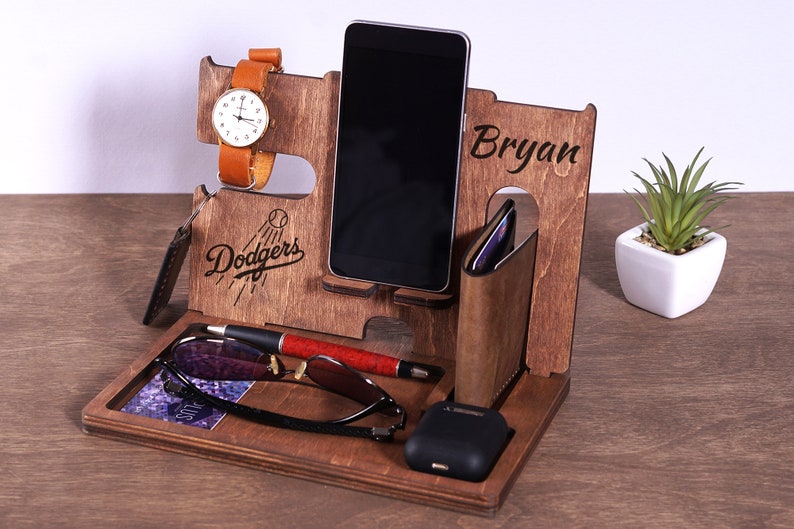 Wooden Docking Station NY giants gifts for him New York Etsy
