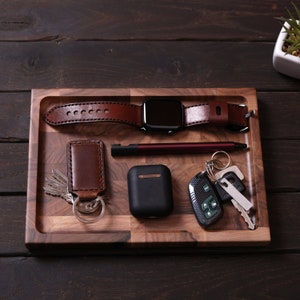 Catch All Tray Wooden desk tray for jewelry, keys, watch, glasses, pens. Catchall organizer,  Gift office desk accessories