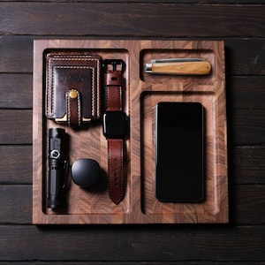 Gift for him tray wood, Gift for men who have everything, Anniversary gifts for husband, Valet tray for dad birthday, Fathers day gift