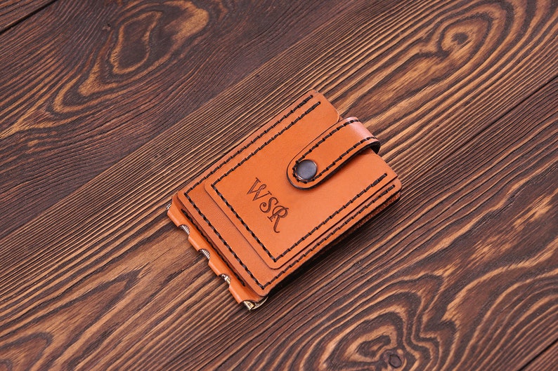 Leather Money Clip Wallet Money Clip Wallet Personalization Etsy - image 0