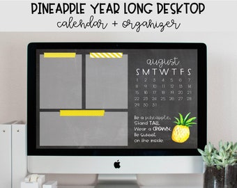 Pineapple Desktop Wallpaper Calendar | 2024-25 Calendar, Organizer, Desktop Calendar, Wallpaper, Pineapple Calendar, Digital Calendar