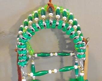 Native American Green & White Safety Pin Headdress
