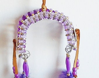 Native American Purple & Gold Safety Pin Headdress