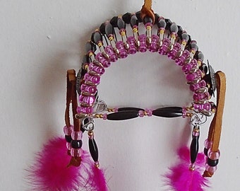 Native American Black & Pink Safety Pin Headdress