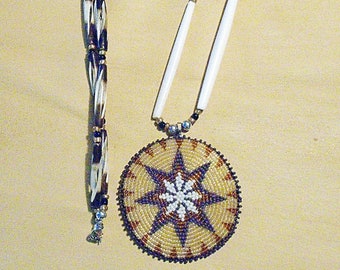 Native American Beaded Medallion Star Necklace