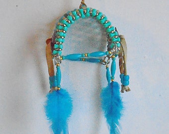 Native American Turquoise Colored Safety Pin Headdress