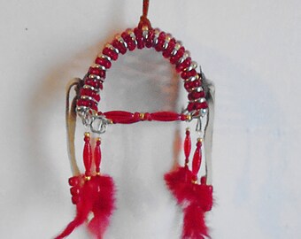 Native American Red Colored Safety Pin Headdress