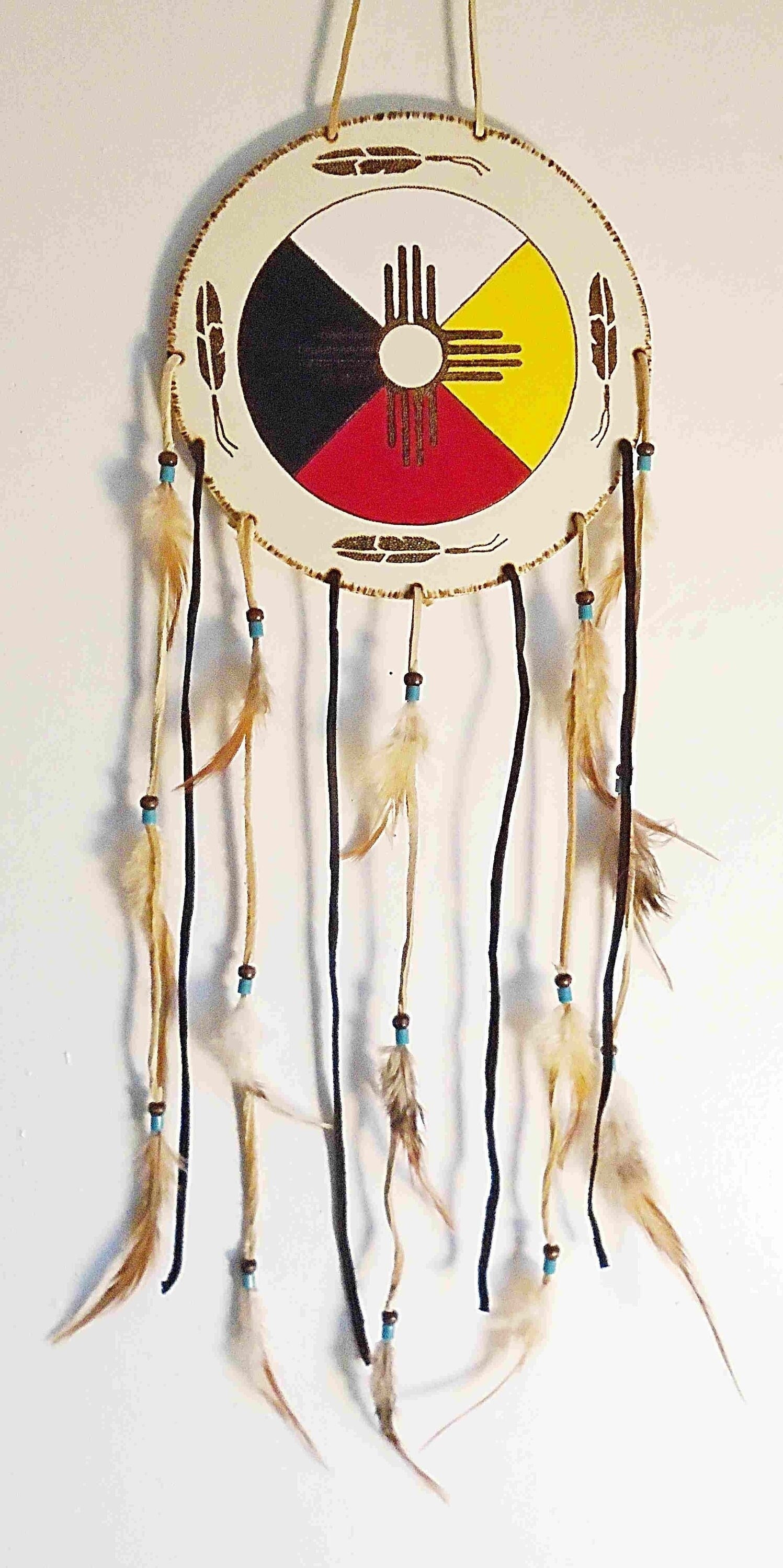 Native Directions Native American Authentic Wooden 4 Directions Wall Hanging W/ Painted ...