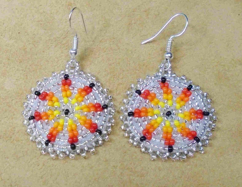 Native American Authentic Beaded Rosette Earrings
