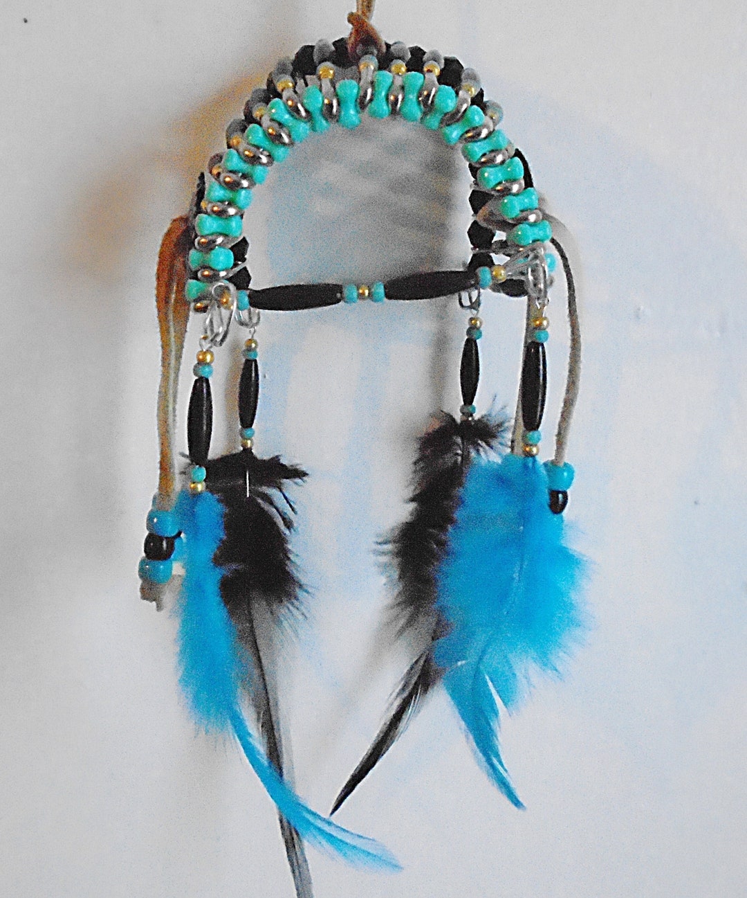 Native American Turquoise & Black Safety Pin Headdress Etsy