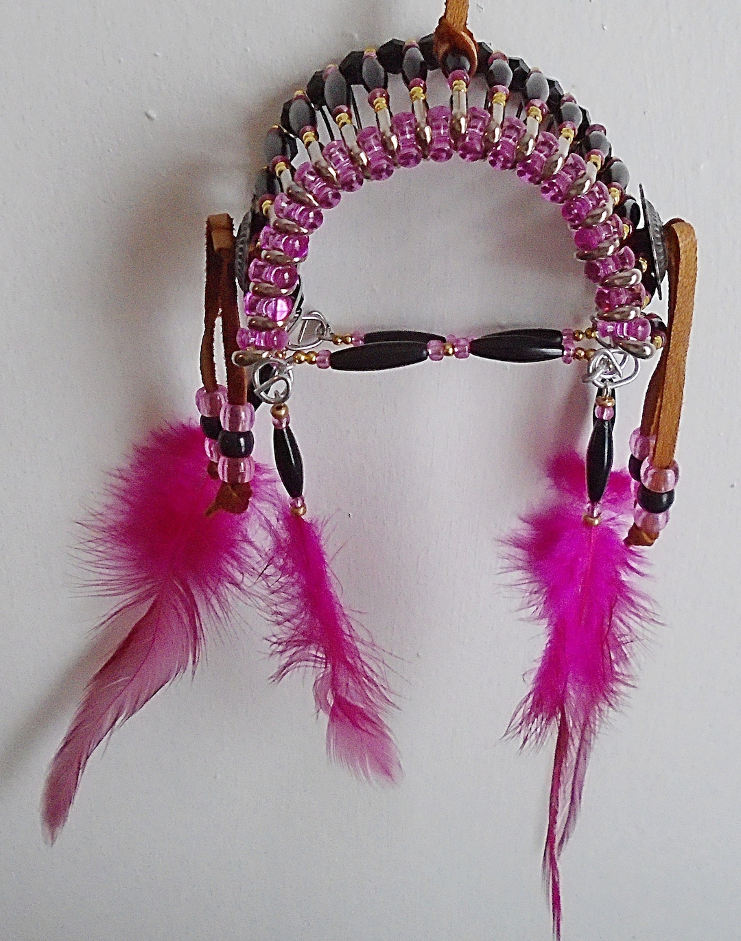Native American Black & Pink Safety Pin Headdress Etsy