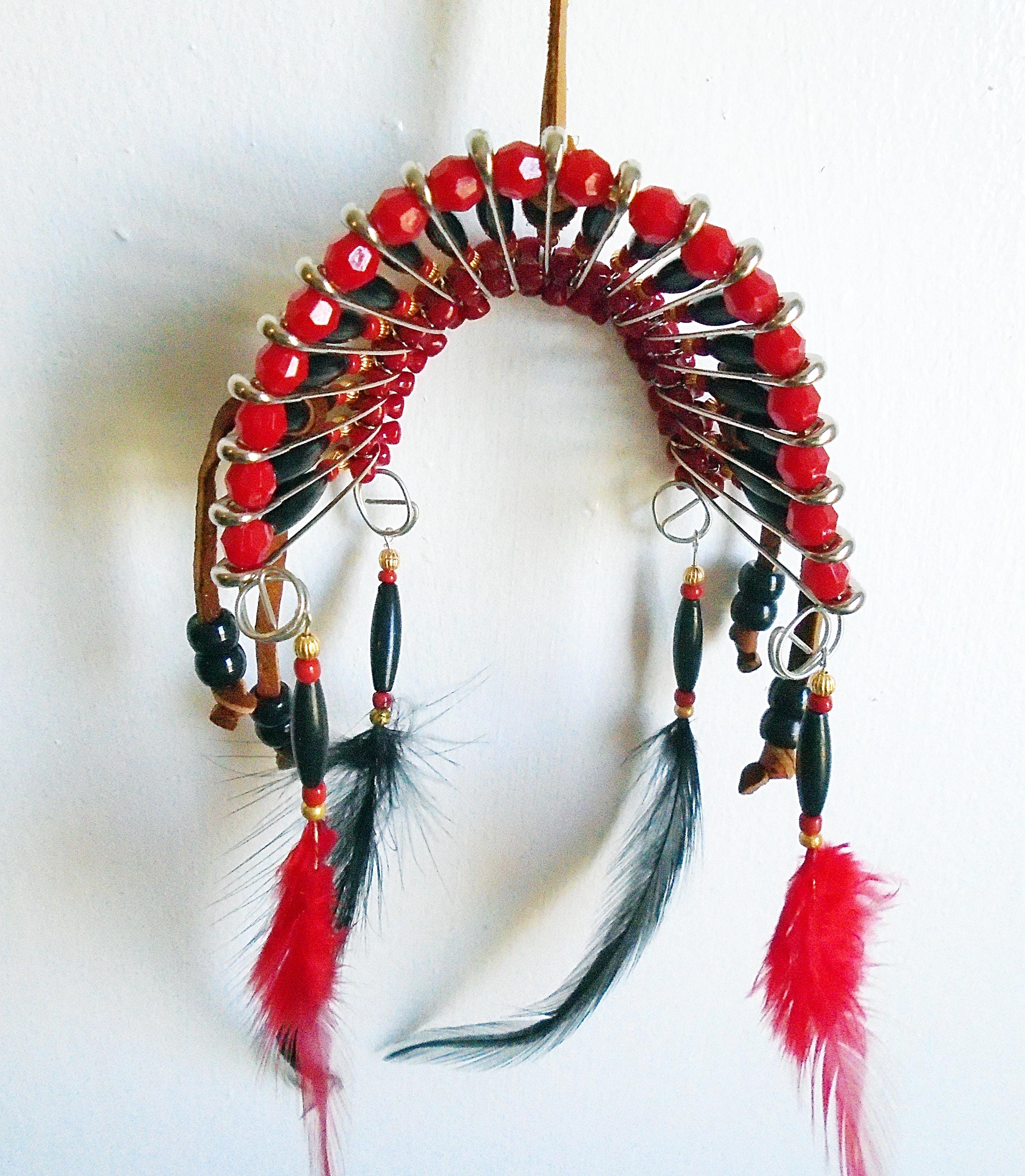 Native American Red & Black Safety Pin Headdress Wall Hangings - Etsy