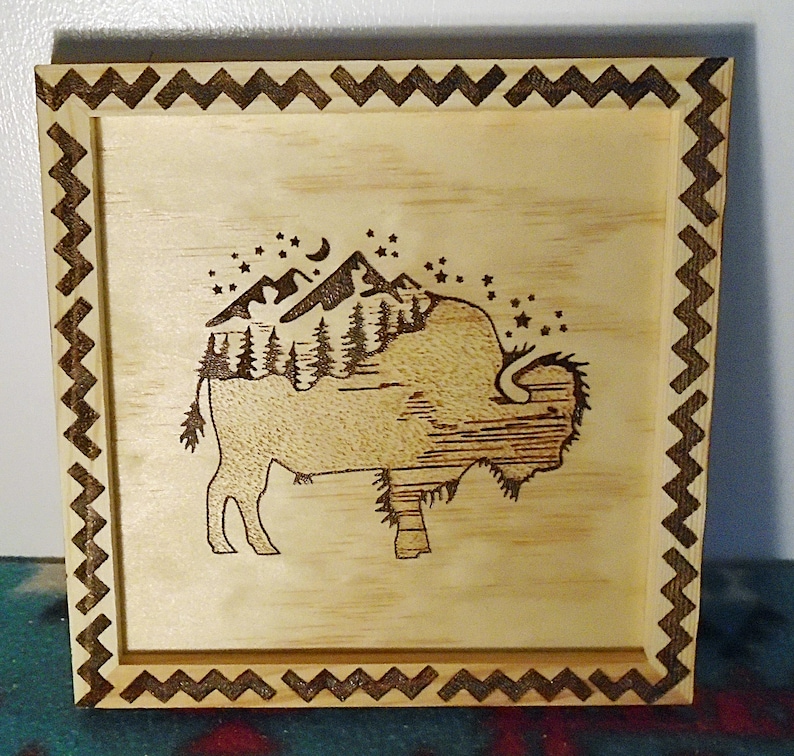 Native American Beige Colored Wooden Wall Hanging W/ Burned Bison - Etsy
