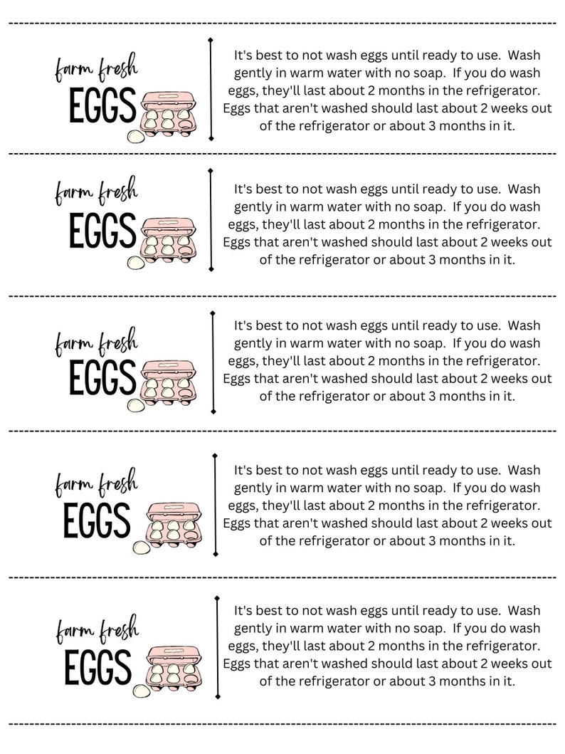 Farm Fresh Eggs--printable Egg Carton Label, Digital Download, Includes ...