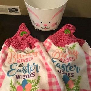 Easter Crochet Topped Handtowels