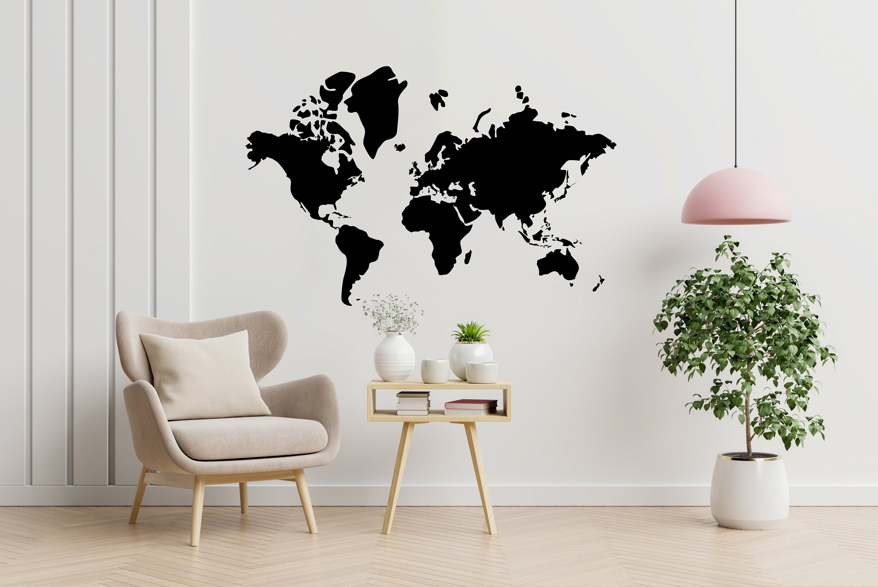 World Map Wall Decal Map Wall Stickers Modern Wall Art Nursery | Etsy