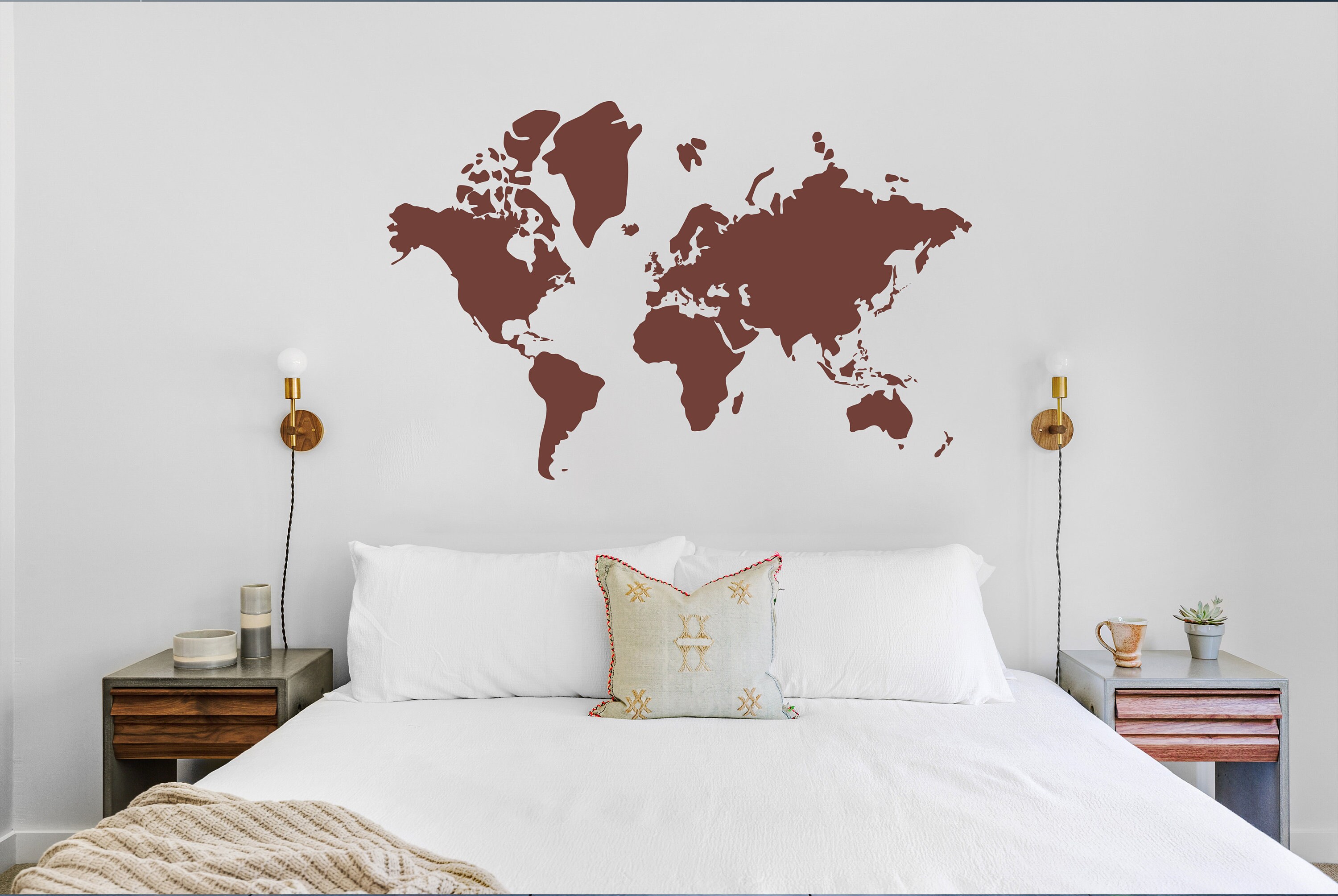 World Map Wall Decal Map Wall Stickers Modern Wall Art Nursery  Etsy