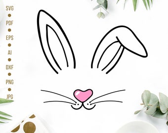 Bunny Svg Cut File Bunny Face Svg Easter Svg Easter Bunny Cutting File Cute Bunny Digital File Bunny Vector Eps Png Svg Ai Dxf Pdf AMM6269