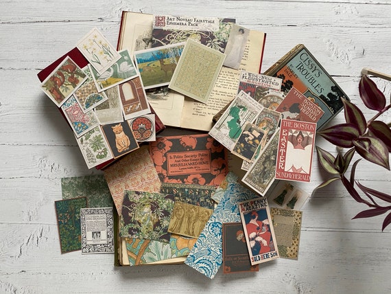 Art Nouveau Fairytale Ephemera Pack, Junk Journal Supplies, Dark Academia, Summer Gift, 35 pieces for Vintage Journaling and Scrapbooking