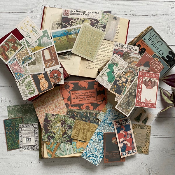 Pack d'éphémères de conte de fées Art nouveau, fournitures pour journaux indésirables, Dark Academia, cadeau d'été, 35 pièces pour la journalisation et le scrapbooking vintage