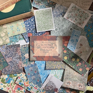 William Morris Ephemera Pack: een verzameling van 30 miniprints van Morris-patronen voor junkjournals, plakboeken, collages, kunst aan de muur