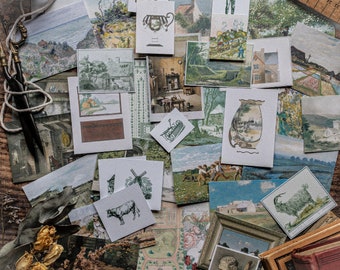 Cottagecore themed Ephemera Pack, Whimsical Elements for Junk Journals, Scrapbooking, Vintage Art Cards