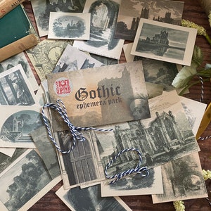 Gothic Dark Ephemera-pakket voor junkjournals en plakboeken: verzameling van 28 miniprints