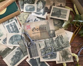 Gothic Dark Ephemera Pack for Junk Journals and Scrapbooks - Collection of 28 Mini Prints