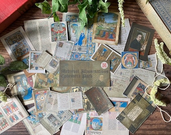 Medieval Illuminations Ephemera Pack – 30 Mini Prints, Scrapbooking