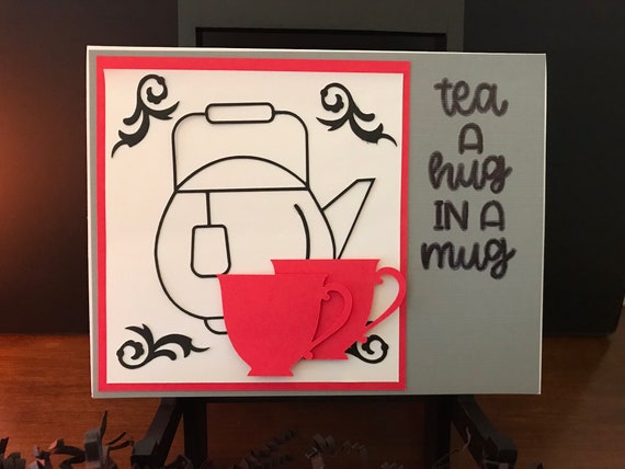 Handmade Thinking Of You Card Tea Mugs And Hugs Thoughts Etsy