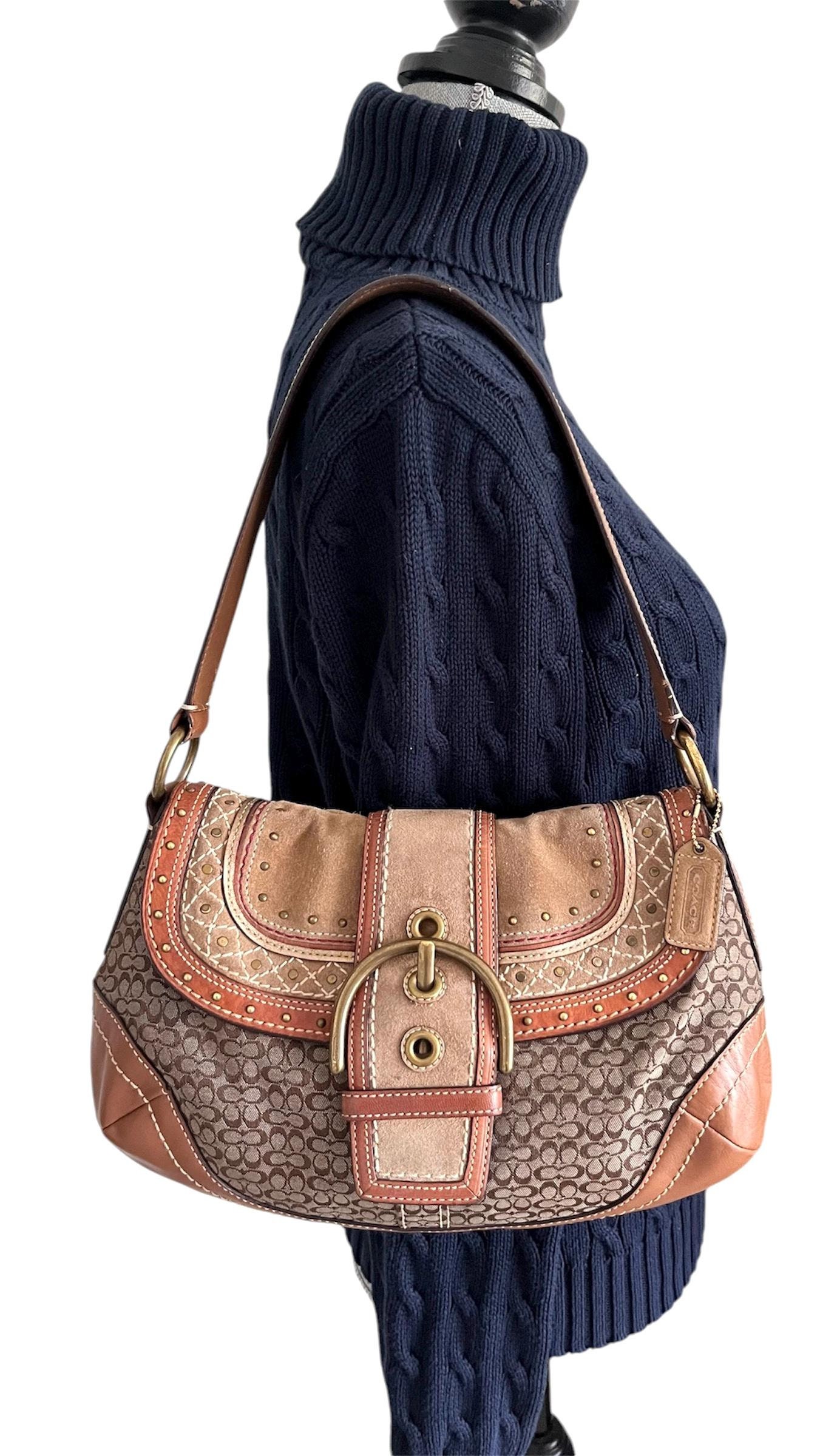 Coach Y2K SOHO Studded Shoulder Bag in Signature Khaki Tan