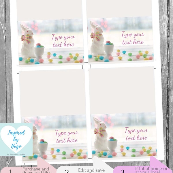 Easter Bunny Food Labels Tent, Easter Brunch Tent, Spring Food Tag, Foldable Buffet Table Card INSTANT DOWNLOAD Editable Card to personalize