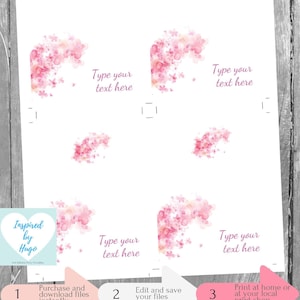 Marque Place pour Buffet Rose Floral, Printemps Étiquette Buffet, Mariage, Téléchargement Instantané, Carte en français, PDF Modifiable