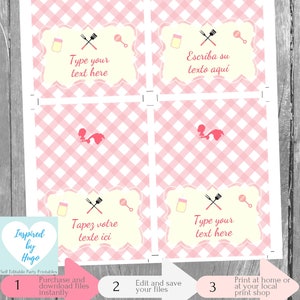 Marque Place pour Buffet Bébé fille, Shower de Bébé fille, Baptême, Anniversaire, Téléchargement Instantané Carte en français PDF modifiable