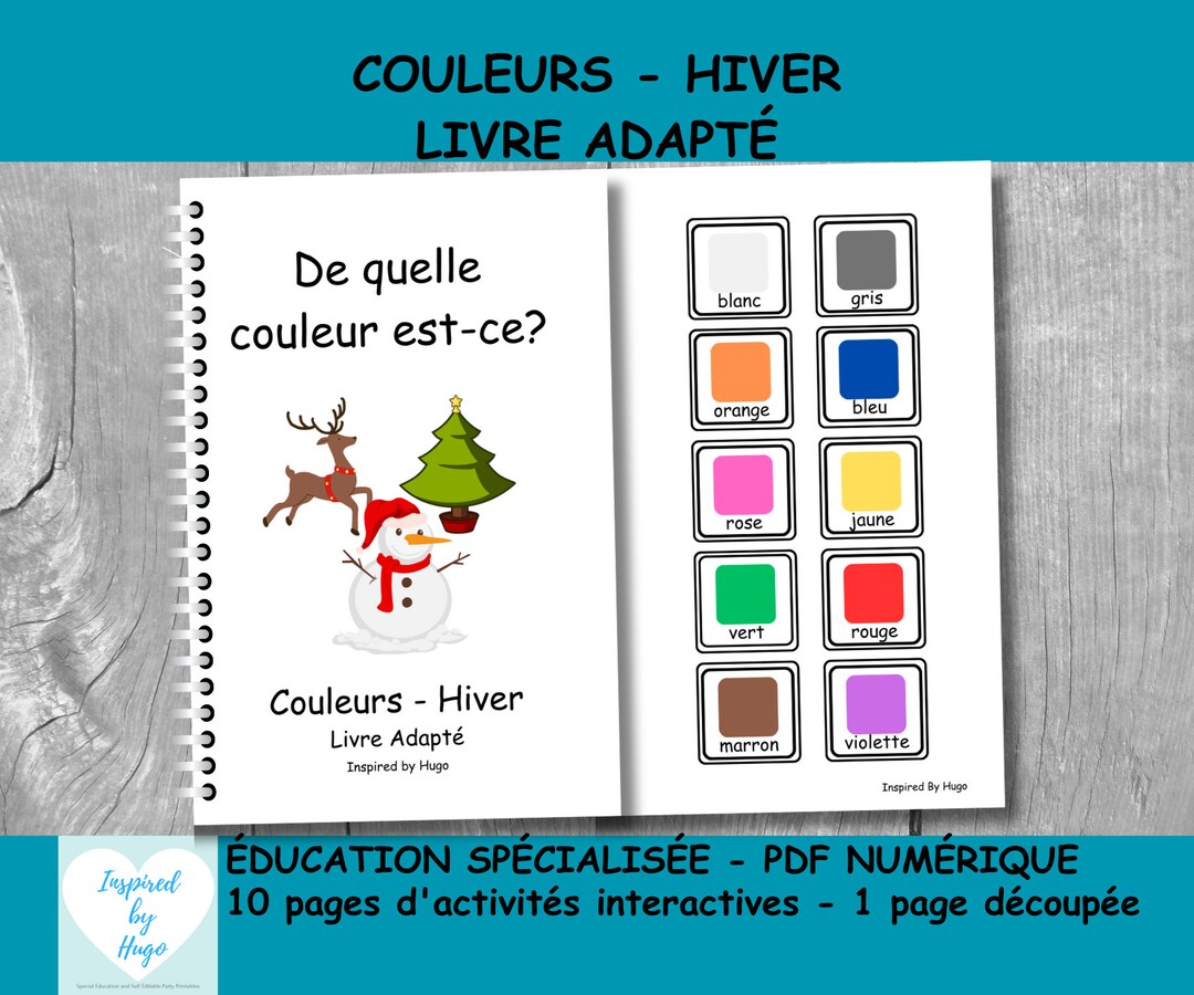 Livre Adapté Aux Couleurs, Livre Hiver Noël Imprimable, Ressource Sur L