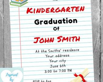 Kids Graduation Invitation, Kindergarten Graduation Party Invitations, Grad Announcement INSTANT DOWNLOAD Editable Invitation to Personalize