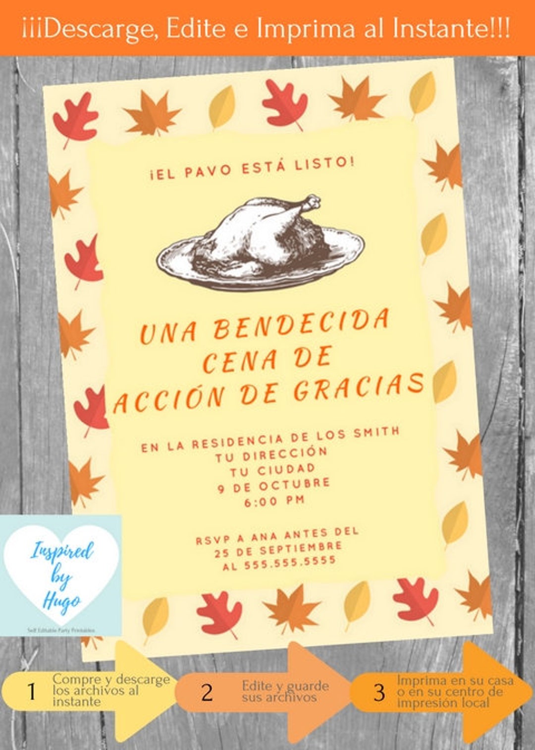 Invitación Cena De Acción De Gracias Invitación Cena - Etsy