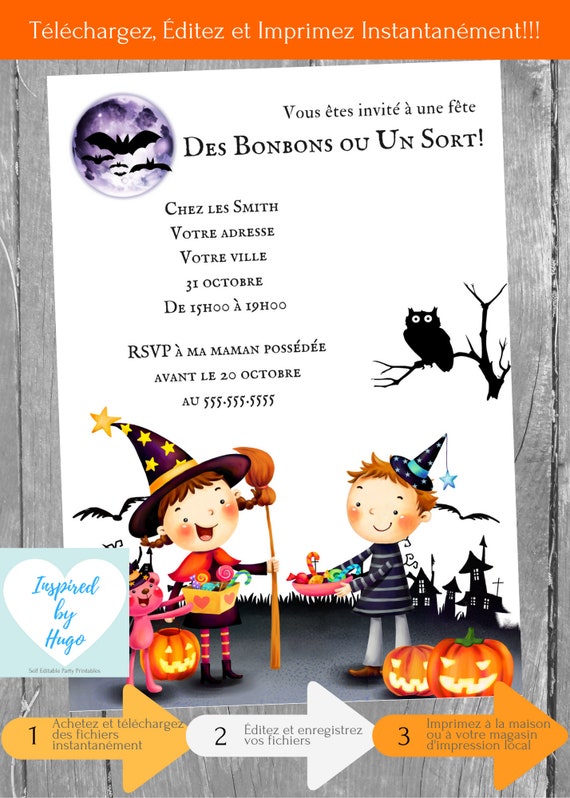 Invitation Fete D Halloween D Enfants Des Bonbons Ou Etsy Australia