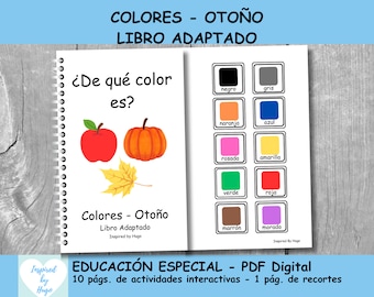 Libro adaptado de Colores, Libro de otoño imprimible, Recursos Autismo TEA, Educación Especial, Aprender a Combinar Colores, Adapted Books