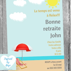 Invitation Fête Départ en Retraite, Invitation Départ à la Retraite, Téléchargement Instantané, Invitation français Éditable à Personnaliser
