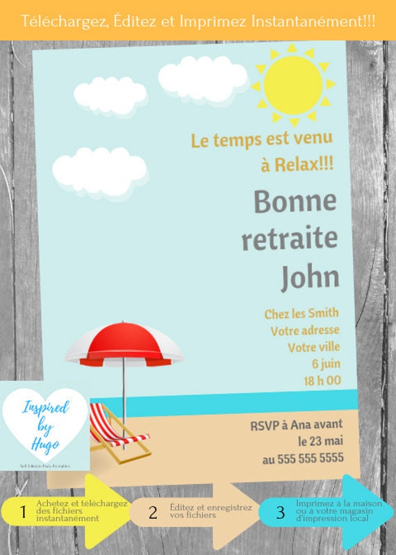 Invitation Fete Depart En Retraite Invitation Depart A La Etsy