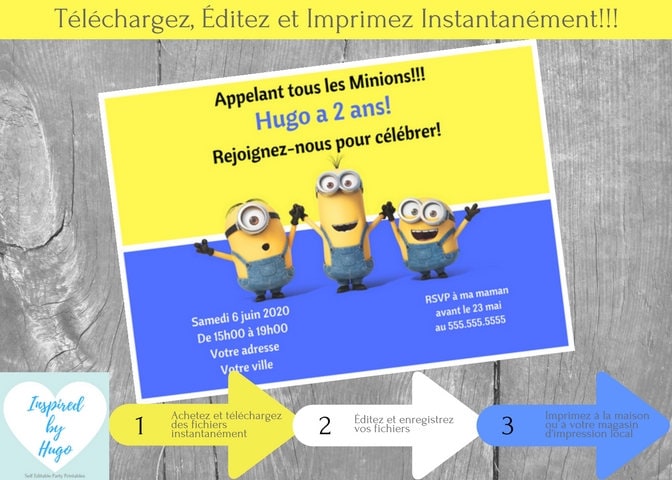 Minion Invitation Fete D Anniversaire Garcon Carte Etsy Ireland
