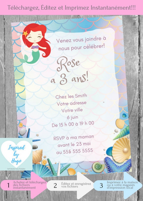 Invitation Sirene Fete D Anniversaire Fille La Petite Etsy Invitation Sirene Fete D Anniversaire Fille La Petite Etsy