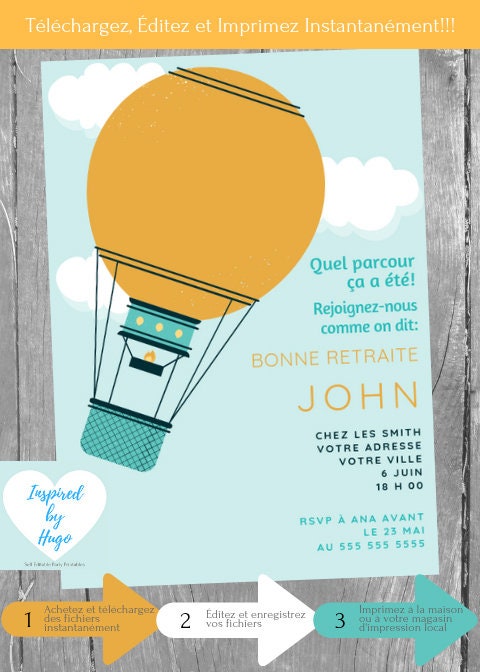 Invitation Fete Depart En Retraite Invitation Depart A La Etsy