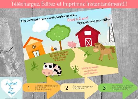 Ferme Invitation Fete D Anniversaire Fille Et Carte De Etsy