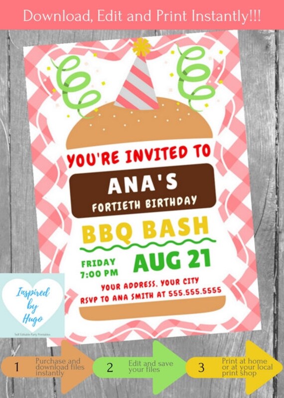 Invitation De q Pour Fete D Anniversaire Femme Etsy Canada